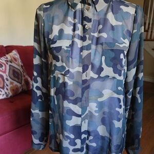 Forever 21 Blue Gray Lightweight Shirt Jacket